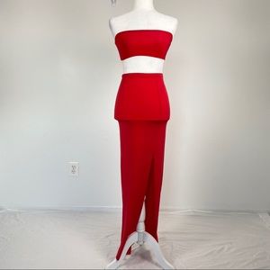 Fashion Nova Red Skirt Set Size Small